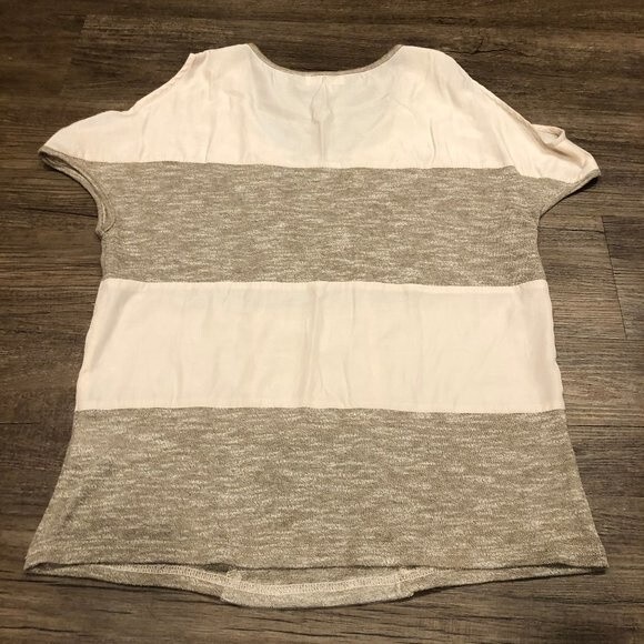 Miss Me Cold Shoulder Blouse Shirt Ball Chain Grunge Detail S SM Small Cream Tan - Picture 5 of 11